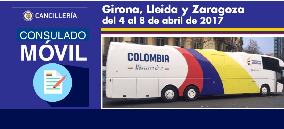 Consulado de Colombia en Barcelona visitará con su unidad móvil Girona, Lleida y Zaragoza