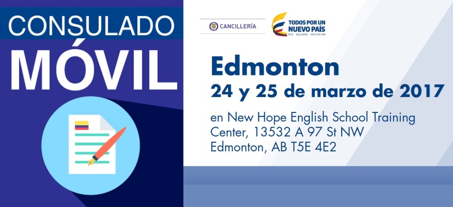 Consulado de Colombia en Calgary estará con su unidad móvil en Edmonton 24 y 25 de marzo de 2017