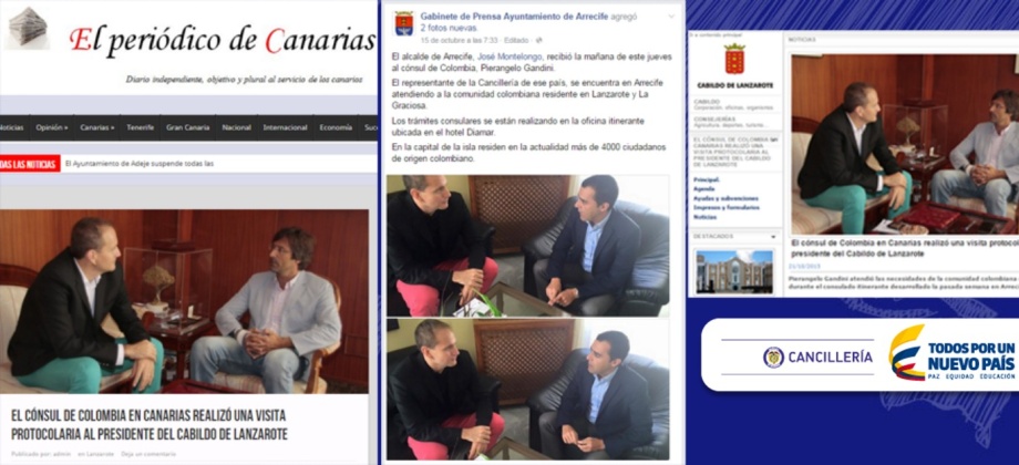El Cónsul de Colombia en las Islas Canarias se reunió con autoridades de la isla de Lanzarote