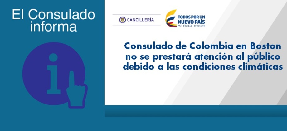 Consulado de Colombia en Boston no se prestará atención al público 