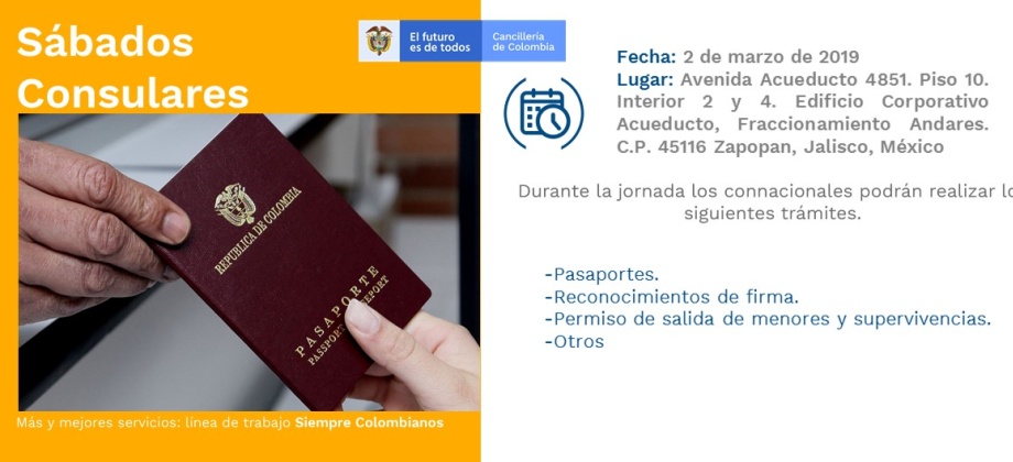  Consulado de Colombia en Guadalajara realizará la jornada de Sábado Consular el 2 de marzo