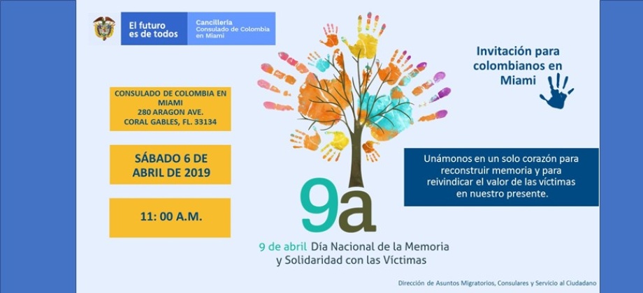 Consulado de Colombia en Miami invita a los connacionales a conmemorar el Dia de la Memoria con las Victimas