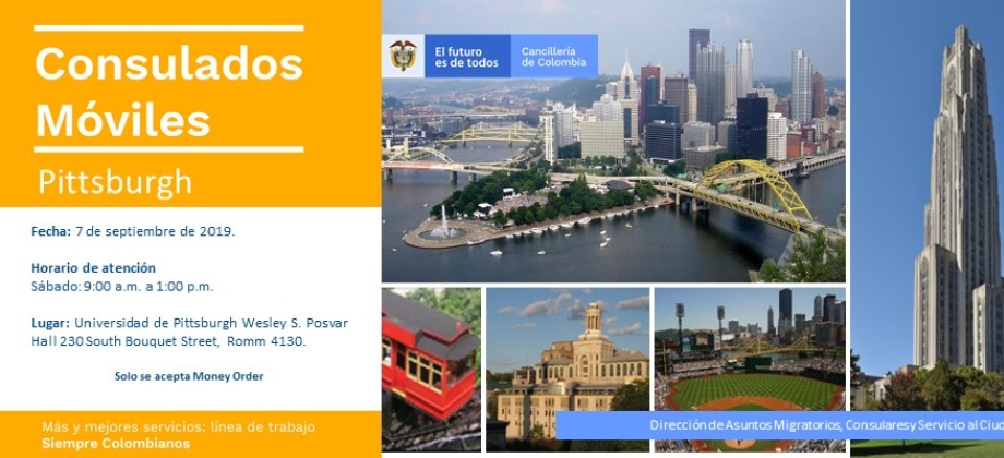 Consulado de Colombia en Newark realizará el Consulado Móvil en Pittsburgh el 7 de septiembre