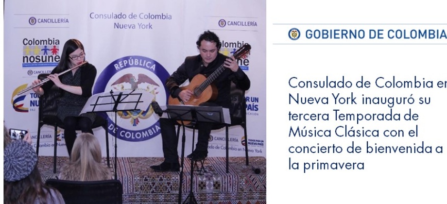 El Consulado de Colombia en Nueva York inauguró su tercera Temporada de Música Clásica con el concierto de bienvenida a la primavera