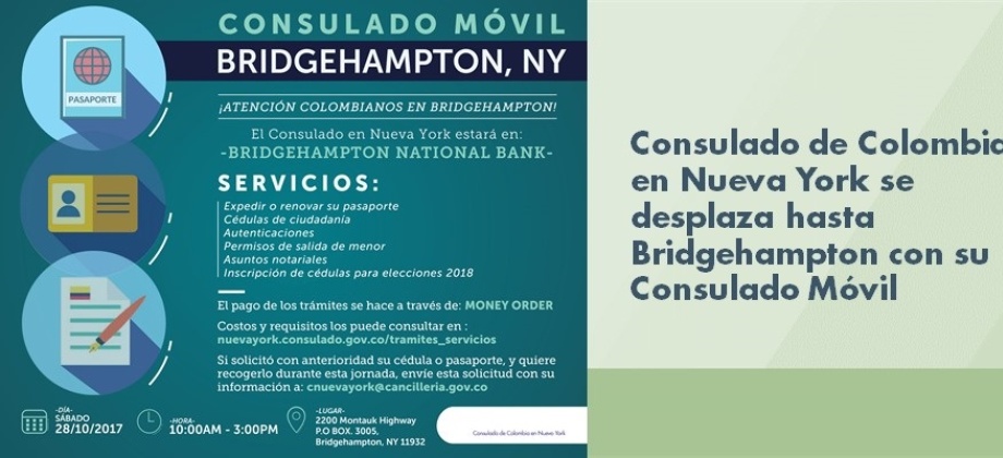 Consulado de Colombia se desplaza hasta Bridgehampton con su Consulado Móvil