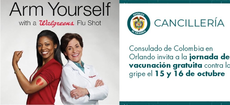Consulado de Colombia en Orlando invita a la jornada de vacunación gratuita contra la gripe el 15 y 16 de octubre de 2018