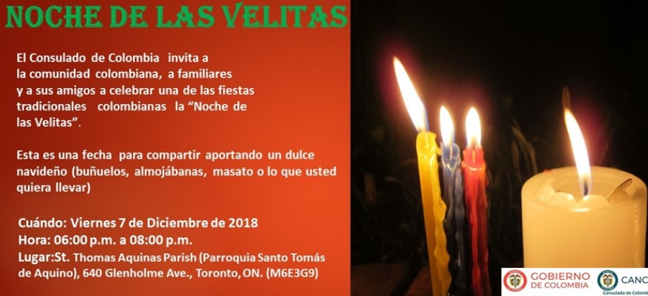 El Consulado de Colombia invita a la conmemoración de la Noche de las Velitas 