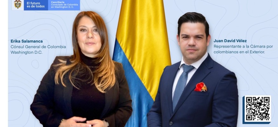 Consulado de Colombia en Washington invita a los colombianos a participar del Facebook Live " Conversación con el Representante Juan David Vélez" el 6 de mayo de 2021