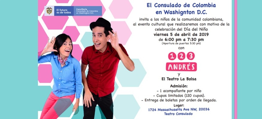 Consulado de Colombia en Washington invita a los niños al evento cultural que realizará el 5 de abril de 2019