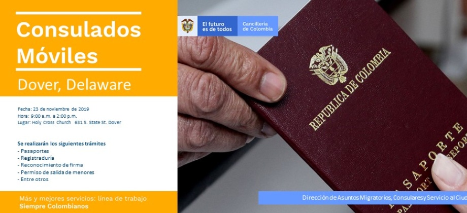 Consulado de Colombia en Washington realizará la jornada de Consulado Móvil en Dover