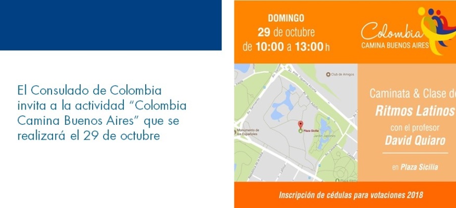 Consulado de Colombia invita a la actividad “Colombia Camina Buenos Aires” que se realizará el 29 de octubre de 2017