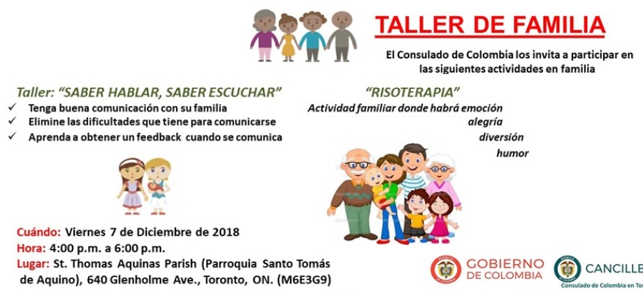 Consulado invita al Taller Salud y Dinámicas Familiares