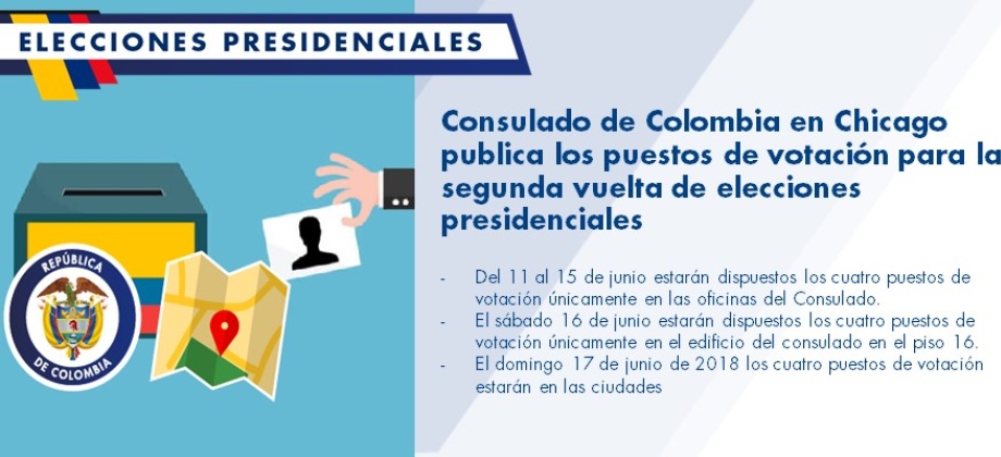 El Consulado General de Colombia en Chicago publica los puestos de votación para la segunda vuelta de elecciones presidenciales 