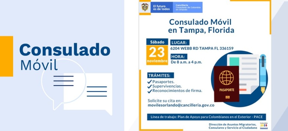 Habrá Consulado Móvil en Tampa, Florida