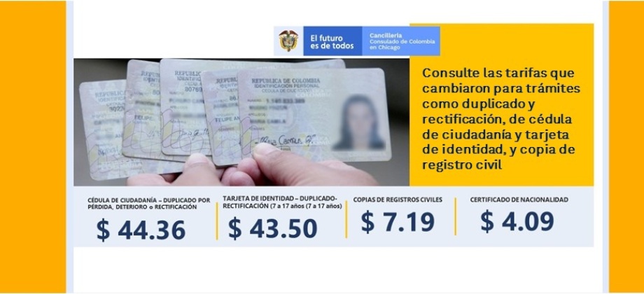 Consulte las tarifas que cambiaron para trámites como duplicado y rectificación, de cédula de ciudadanía y tarjeta de identidad 