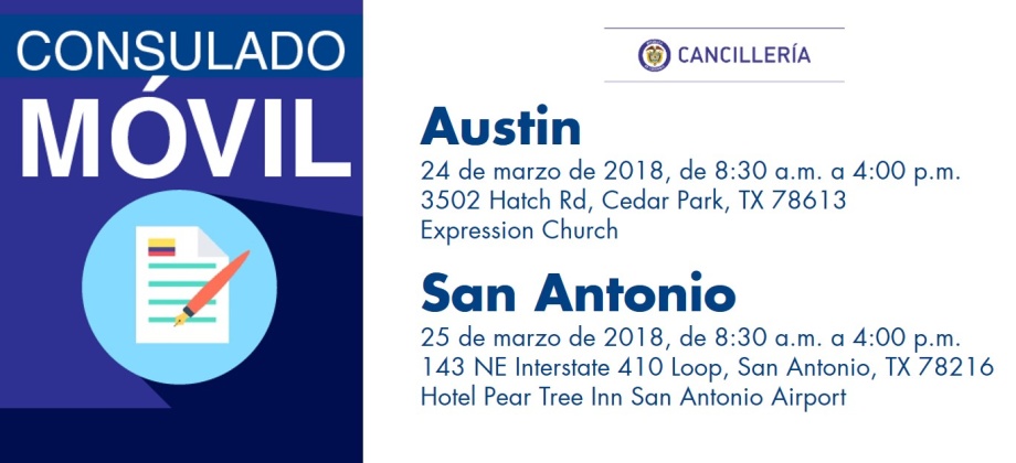 Consulado Móvil en Austin y San Antonio el 24 y 25 de marzo de 2018