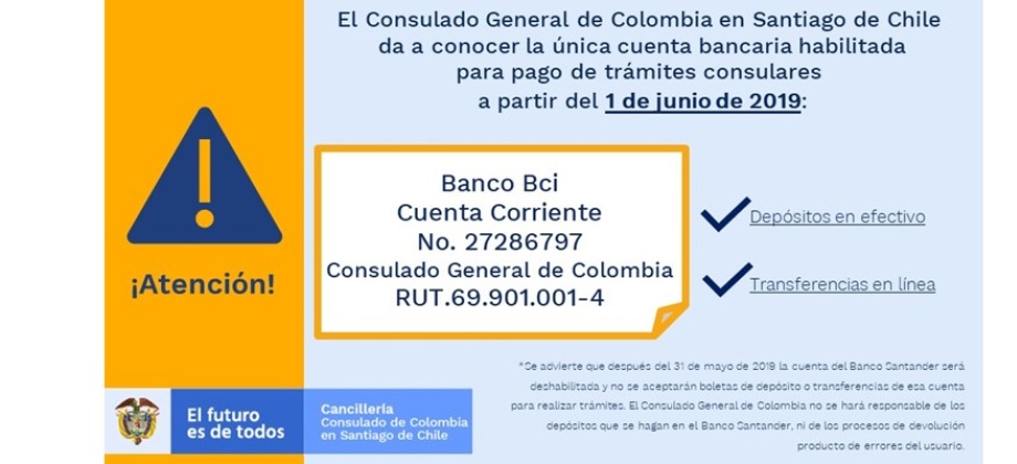 ¡Atención! La cuenta bancaria del Consulado cambia a partir del 1 de junio 