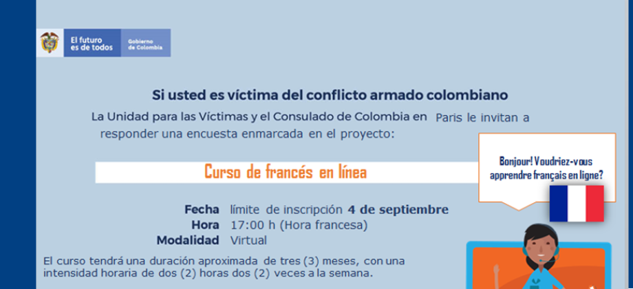 ¡Connacionales víctimas no pierdan la oportunidad de aprender francés en línea!