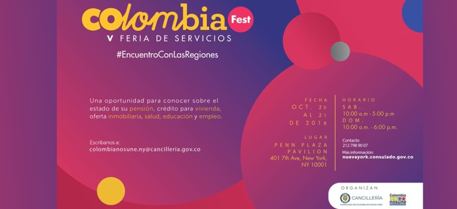 Descúbralo el 20 y 21 de octubre en el ColombiaFest-V Feria de Servicios