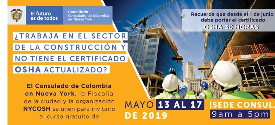 Desde el 1 de junio los trabajadores de la construcción en Nueva York deben portar el Certificado OSHA 30 horas