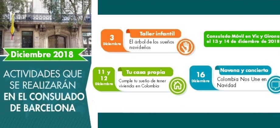 El Consulado de Colombia en Barcelona informa las actividades que realizará en diciembre
