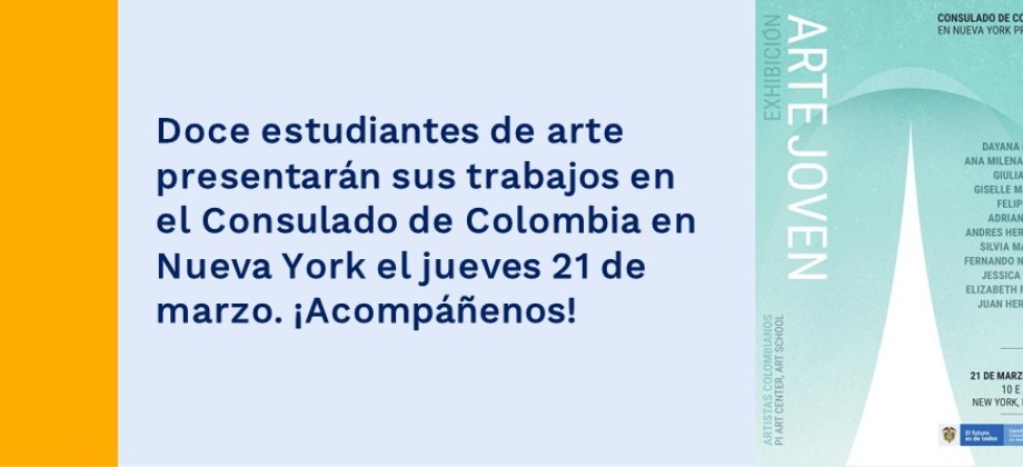 Doce estudiantes de arte presentarán sus trabajos en el Consulado de Colombia en Nueva York el jueves 21 de marzo
