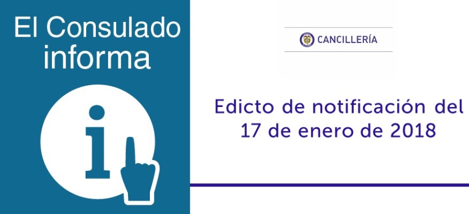 Edicto de notificación del 17 de enero de 2018