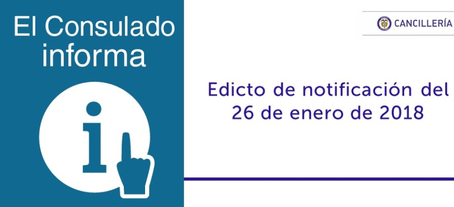 Edicto de notificación del  26 de enero de 2018