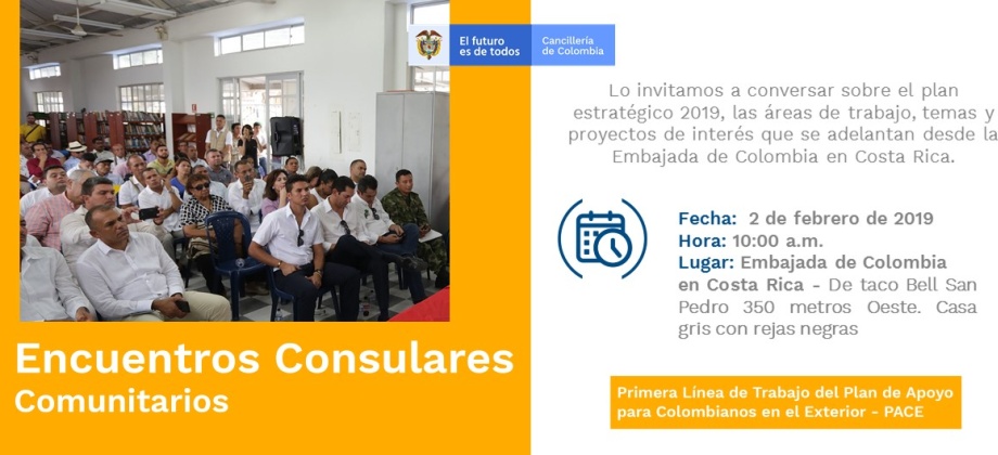 El 2 de febrero la Embajada de Colombia en Costa Rica realizará el primer Diálogo Social con la comunidad en el marco de los encuentros consulares 