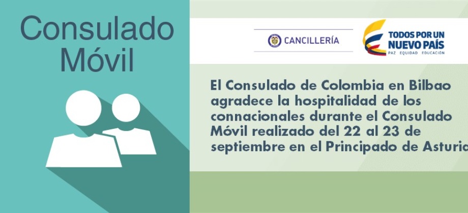 El Consulado de Colombia en Bilbao agradece la hospitalidad de los connacionales durante el Consulado Móvil realizado en el Principado de Asturias