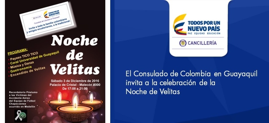 El Consulado en Guayaquil invita a la celebración de la Noche de Velitas 