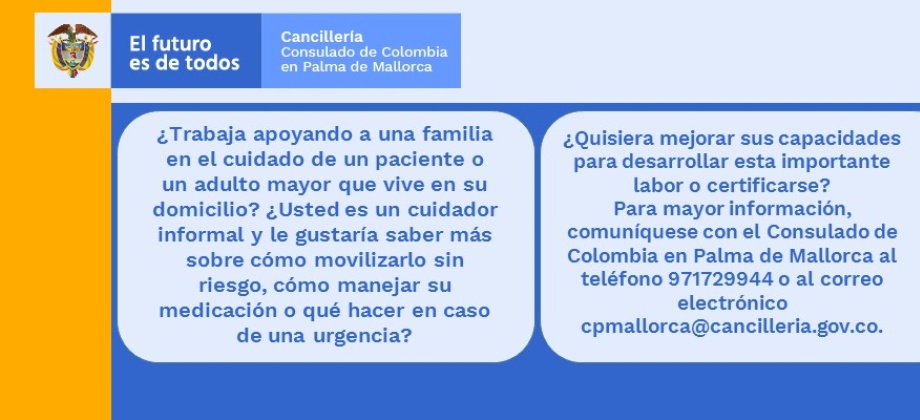 El Consulado de Colombia en Palma de Mallorca convoca a connacionales interesados en certificarse en el cuidado de pacientes