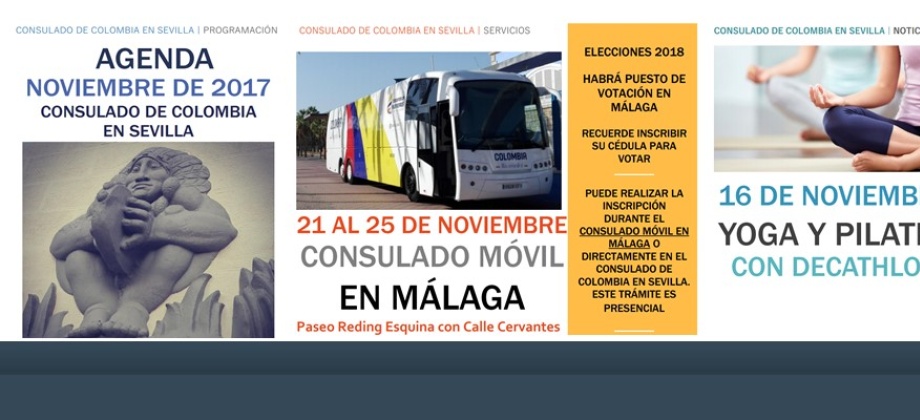 El Consulado de Colombia en Sevilla invita a las actividades que realizará en noviembre 