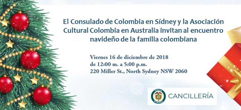 El Consulado de Colombia en Sídney y la Asociación Cultural Colombia en Australia invitan al encuentro navideño 