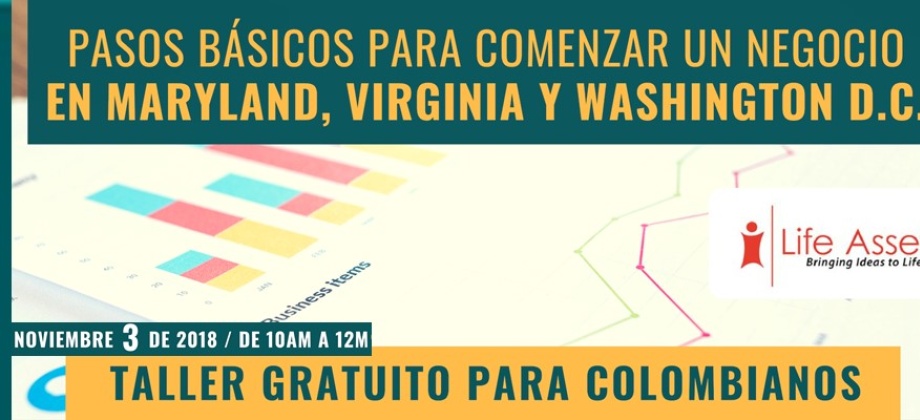 El Consulado de Colombia en Washington D.C. realizará el taller gratuito de Pasos básicos para iniciar un negocio el 3 de noviembre 