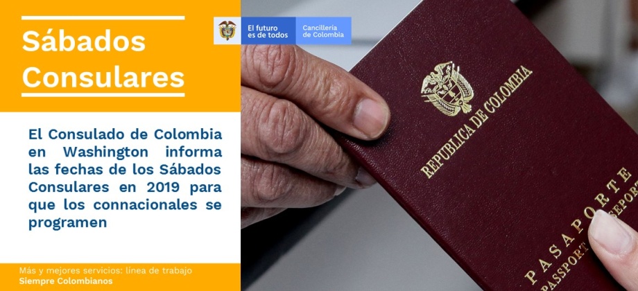 Consulado de Colombia en Washington informa las fechas de los Sábados Consulares en 2019 