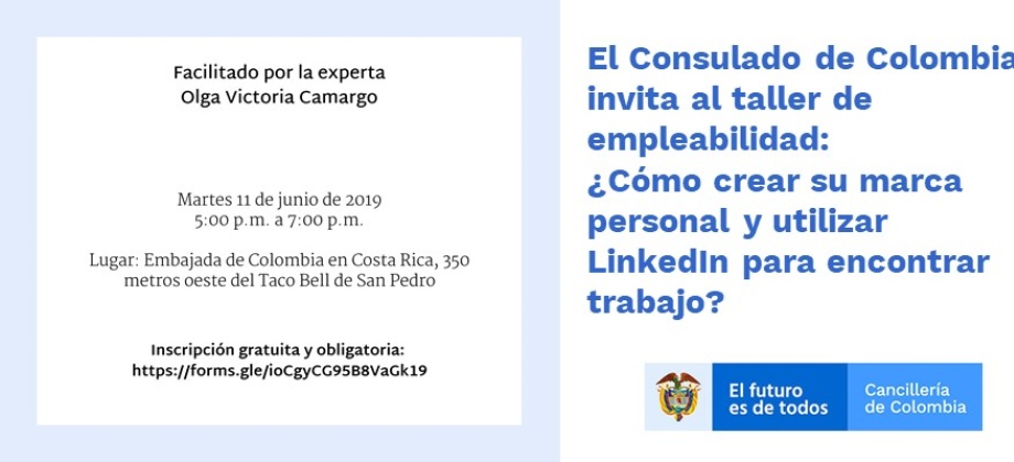 El Consulado de Colombia invita al taller de empleabilidad: ¿Cómo crear su marca personal y utilizar LinkedIn?