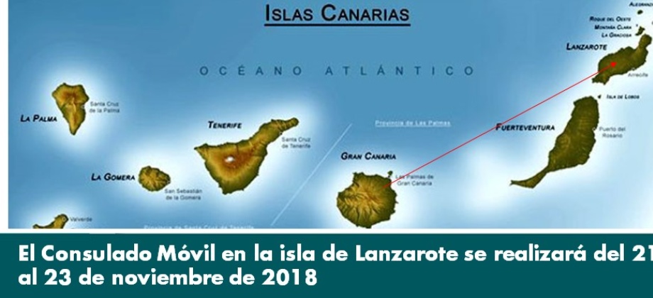 El Consulado Móvil en la isla de Lanzarote se realizará del 21 al 23 de noviembre 