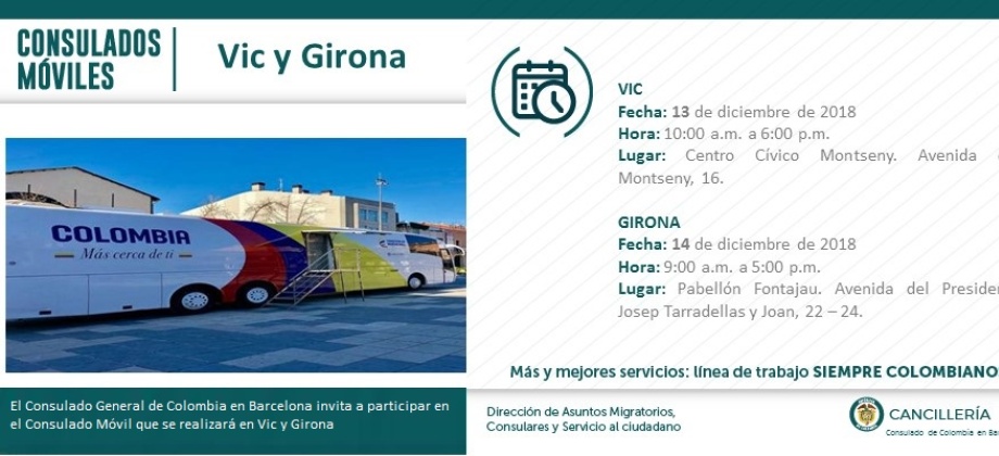 El Consulado Móvil llega a Vic y Girona el 13 y 14 de diciembre