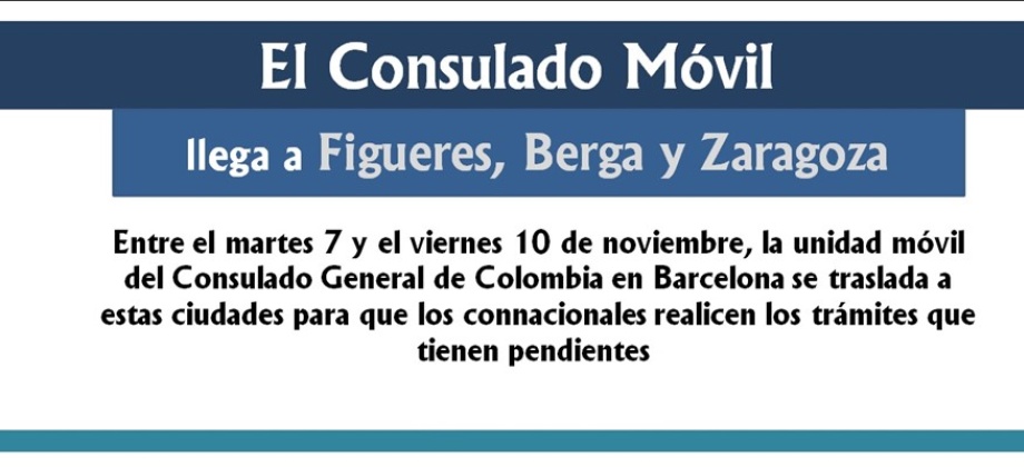 El Consulado Móvil se traslada a Figueres, Berga y Zaragoza en noviembre de 2017