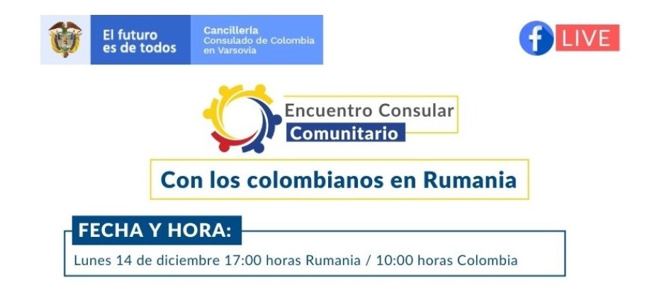 El Encuentro Consular Comunitario con los colombianos en Rumania se realizará el 14 de diciembre de 2020