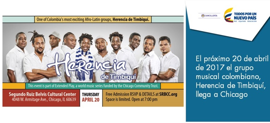 El próximo 20 de abril de 2017 el grupo musical colombiano, Herencia de Timbiquí