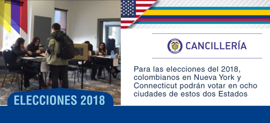 Para las elecciones del 2018, colombianos en Nueva York y Connecticut podrán votar en ocho ciudades 