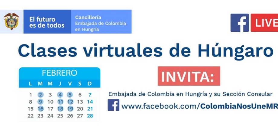 Embajada de Colombia en Hungría y su sección consular invitan a las Clases virtuales de húngaro que se realizarán en febrero de 2021