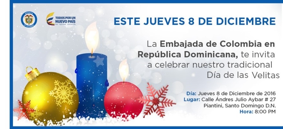 Embajada de Colombia en República Dominicana invita al Día de las Velitas 