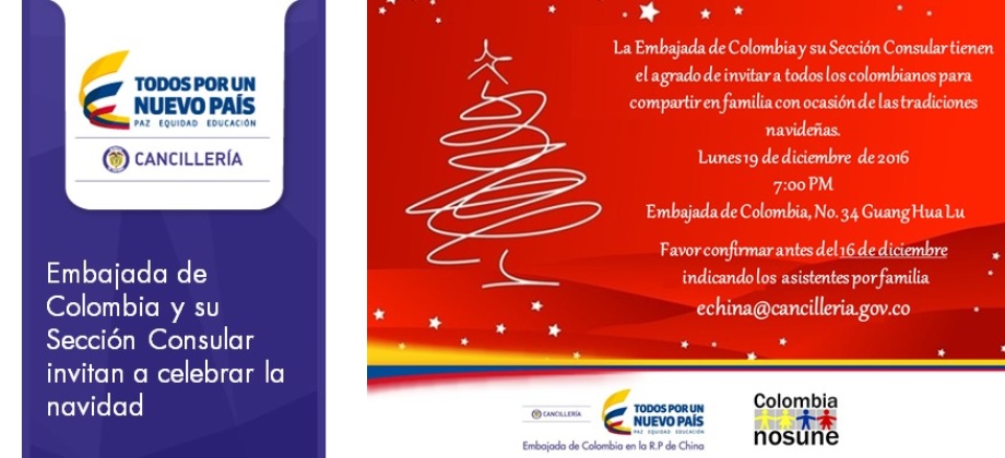 Embajada de Colombia y su Sección Consular invitan a celebrar la navidad el 19 de diciembre