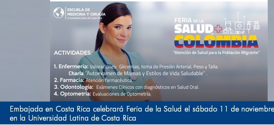 Embajada en Costa Rica celebrará Feria de la Salud el sábado 11 de noviembre en la Universidad Latina de Costa Rica