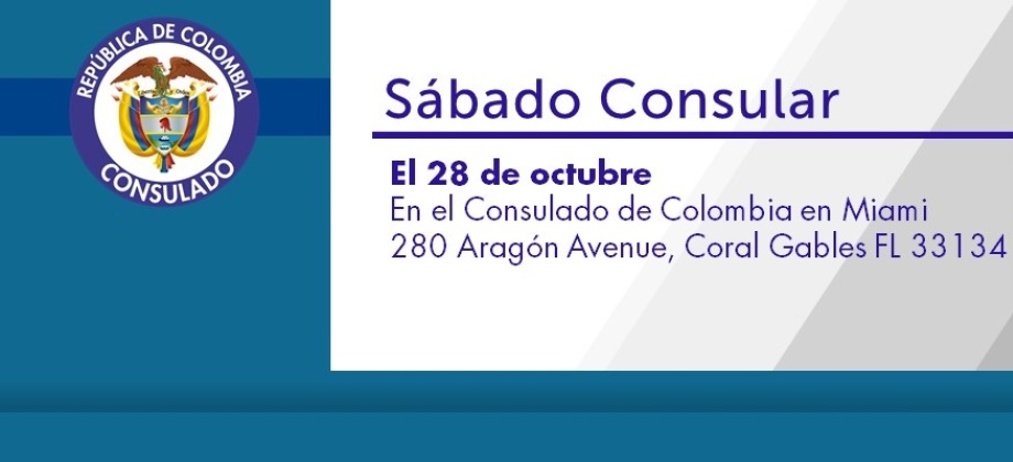 En el Consulado de Colombia en Miami se realizará la jornada del Sábado Consular el 28 de octubre de 2017