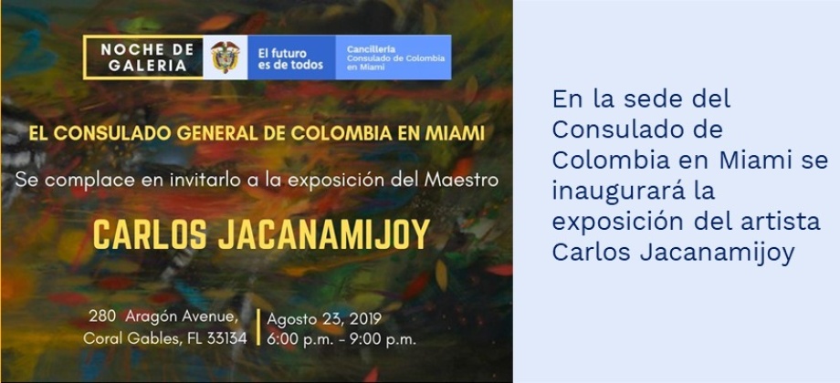El Consulado de Colombia en Miami se inaugurará la exposición del artista Carlos Jacanamijoy