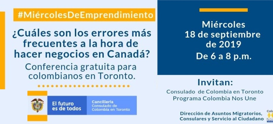 En la sede del Consulado de Colombia en Toronto se realizará el conversatorio Haciendo Negocios en Canadá con el director de ProColombia 